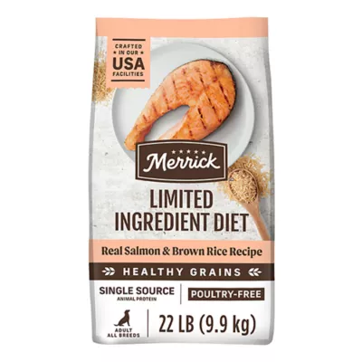 Product Merrick Dry Dog Food Limited Ingredient Diet, Healthy Grains - Salmon and Brown Rice, 22 lb
