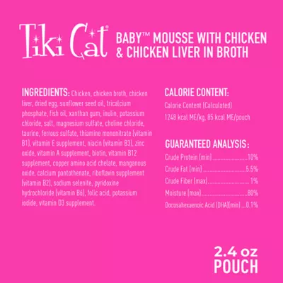 Product Tiki Cat® Baby™ Mousse Kitten Wet Food - Non-GMO, Grain & Potato Free, 2.4 Oz