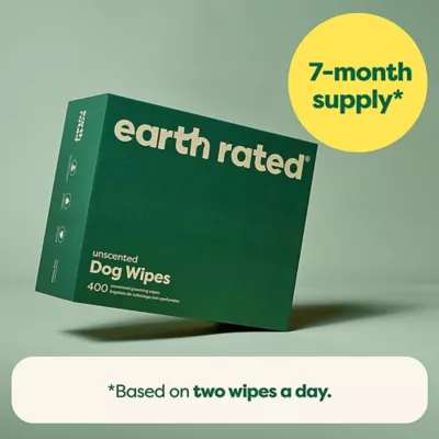 Product Earth Rated Hypoallergenic Dog Grooming Wipes, Plant-Based, Unscented, 400 Count