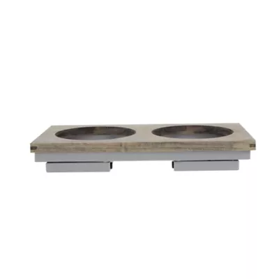 Product Top Paw® Grey Wood Top Folding Legs Elevated Dog Feeder, 3.5-cup