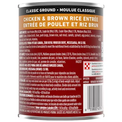 Product Purina ONE Classic Wet Dog Food - Ground Chicken & Brown Rice Entrée, 368 g