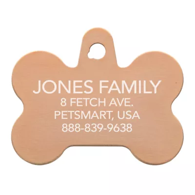 Product TagWorks® Rose Gold Bone with Crystal Charm Personalized Pet ID Tag