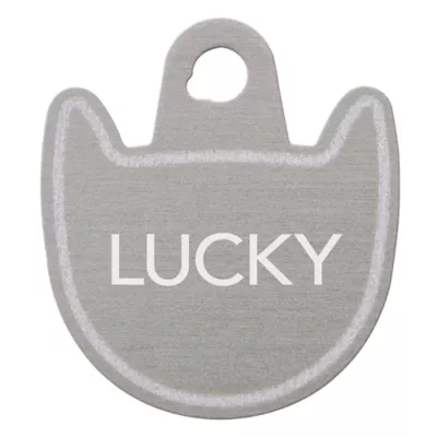 Product TagWorks® Cat Face Personalized Pet ID Tag Silver
