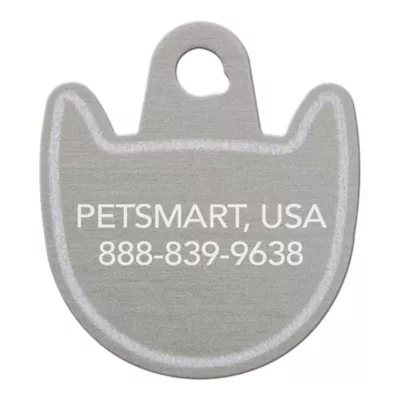 Product TagWorks® Cat Face Personalized Pet ID Tag Silver