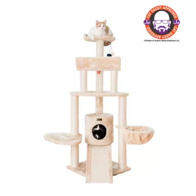 Product Armarkat 58-in Faux Fur Multi-Level Real Wood Cat Tree, Beige