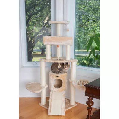 Product Armarkat 58-in Faux Fur Multi-Level Real Wood Cat Tree, Beige