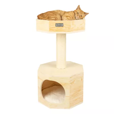 Product Armarkat 29-in Premium Scots Pine Real Wood Condo & Cat Tree, Natural