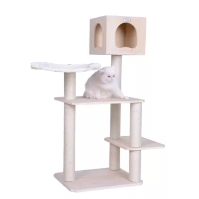 Product Armarkat 50-in Premium Scots Pine Real Wood Condo & Cat Tree, Tan