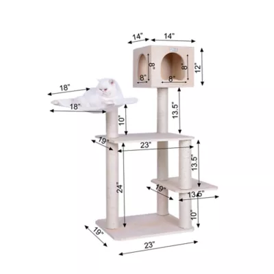 Product Armarkat 50-in Premium Scots Pine Real Wood Condo & Cat Tree, Tan