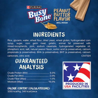 Product Purina® Busy Bone Small/Medium Dog Treat - Peanut Butter, Long-Lasting Chew, Produced in USA
