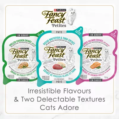 Product Fancy Feast Petites Wet Cat Food - Grilled Chicken Entrée with Rice in Gravy - 79.4 g Split Cup Tray