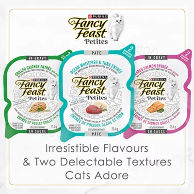 Product Fancy Feast Petites Pâté Wet Cat Food, 79.4 g Split Cup Tray