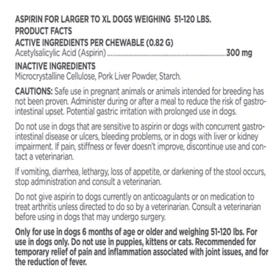 Product Vetality Canine Aspirin for Dogs - Pain Relief - Chewable Tablets