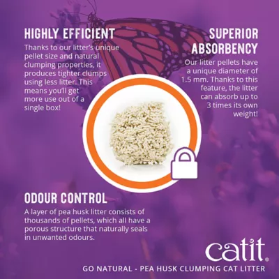 Product Catit Go Natural! Clumping Pea Husk Cat Litter - Lavender Scented, Low Dust, Natural