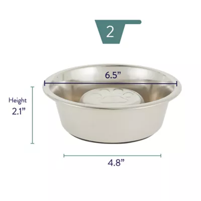 Product Top Paw® Paw Print Stainless Steel Slow Feeder Dog Bowl, 2-cup