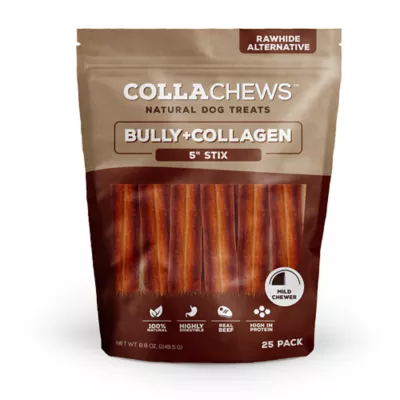 Product Collachews™ Beef + Collagen Rawhide Free 5" Stix Dog Treat - Bully, 25 Count