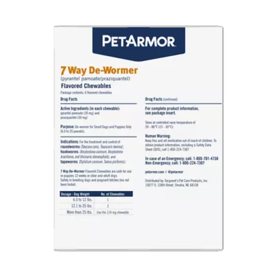Product PetArmor® 7 Way De-Wormer for Puppies and Small Dogs - Chewable Tablets
