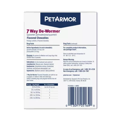 Product PetArmor® 7 Way De-Wormer for Medium and Large Dogs - Chewables