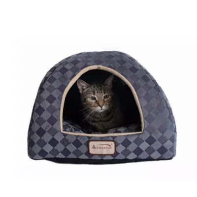 Product Armarkat Purple & Grey Checkered Covered Cat Bed