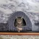 Product Armarkat Purple & Grey Checkered Covered Cat Bed
