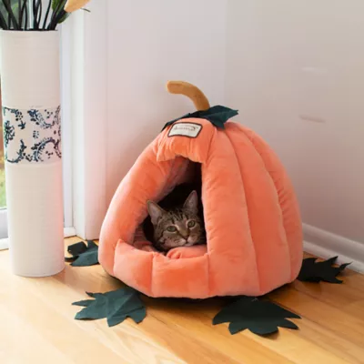 Product Armarkat Pumpkin Luxe Velvet Orange Covered Cat Bed