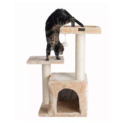 Product Armarkat 32-in Faux Fur Real Wood Cat Tree & Condo Kitty Pet Play House, Beige