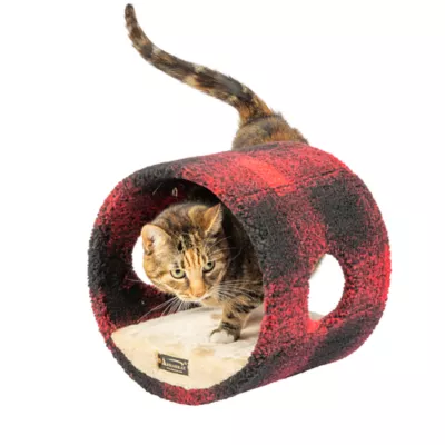Product Armarkat Red & Black Scotch Plaid Tunnel Cat Toy, Real Wood
