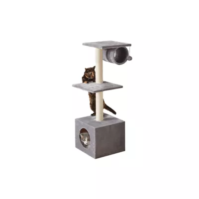 Product Two By Two The Aspen 41-in Plush Cat Tree Playground & Condo, Grey