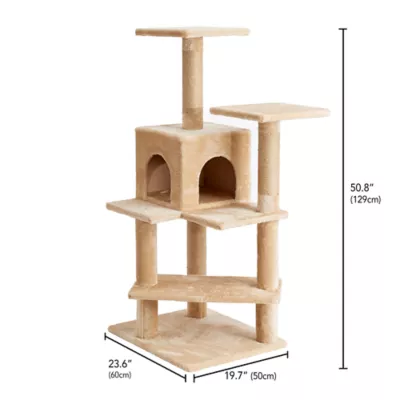 Product Two By Two The Evergreen 50-in Faux-Fleece Cat Tree & Condo, Beige