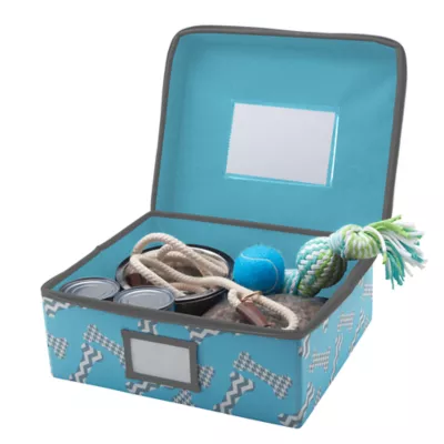 Product Paw Prints Fabric Bone Play Zip-Up & Collapsible On-The-Go Storage Bin