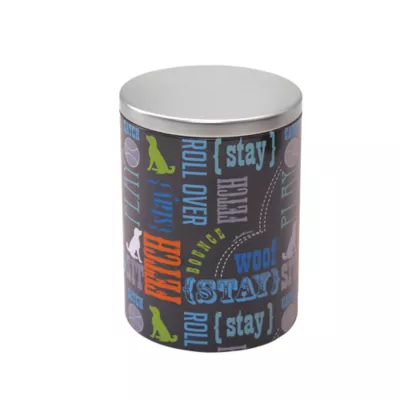 Product Paw Prints Word Design Tin Treat Jar