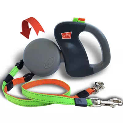 Product Wigzi Dual Doggie Retractable Dog Leash: 10-ft long