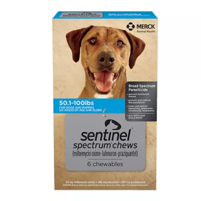 Product Sentinel Spectrum Chews for Dogs 50.1-100 lbs Blue - 6 Month or 12 Month Supply