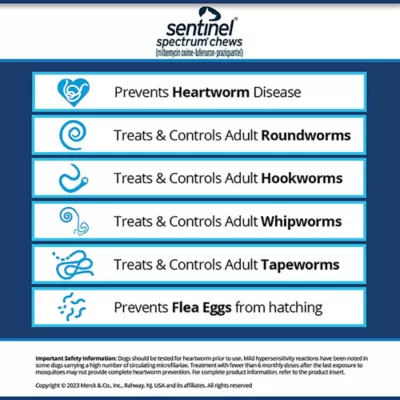 Product Sentinel Spectrum Chews for Dogs 50.1-100 lbs Blue - 6 Month or 12 Month Supply