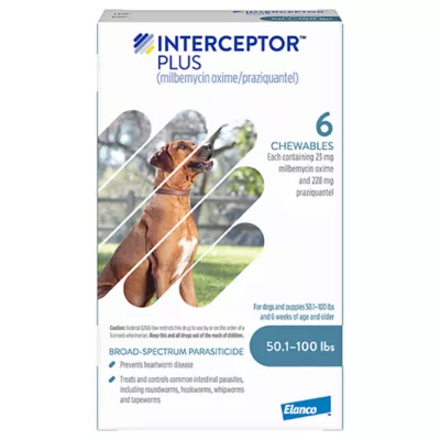 Product Interceptor Plus Chewable Tablets for Dogs - 50.1 - 100 lbs, Blue Box