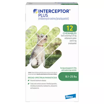 Product Interceptor Plus Chewable Tablets for Dogs - 8.1-25 lbs, Green Box