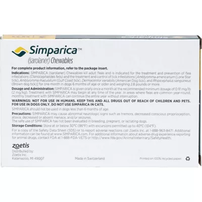 Product Simparica Chewable Tablets for Dogs 2.8-5.5 lbs Yellow - 3 or 6 Month Supply