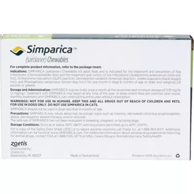 Product Simparica Chewable Tablets for Dogs 44-88 lbs Green - 3 or 6 Month Supply