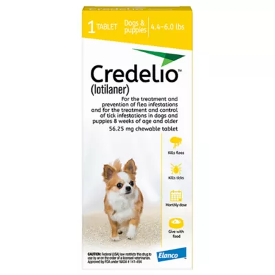Product Credelio Flea & Tick Chewable Tablets for Dogs & Puppies 4.4-6 lbs (56.25 mg) Yellow