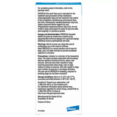 Product Credelio Flea & Tick Chewable Tablets for Dogs & Puppies 50.1-100 lbs (900 mg) Blue