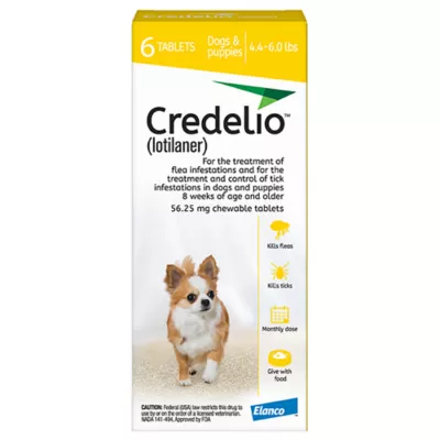 Product Credelio Flea & Tick Chewable Tablets for Dogs & Puppies 4.4-6 lbs (56.25 mg) Yellow