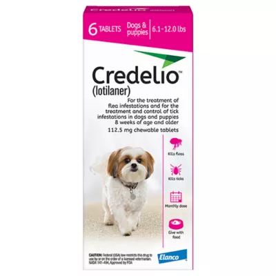 Product Credelio Flea & Tick Chewable Tablets for Dogs & Puppies 6.1-12 lbs (112.50 mg) Pink