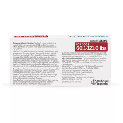Product NexGard Chewable Tablets for Dogs 60.1-121 lbs