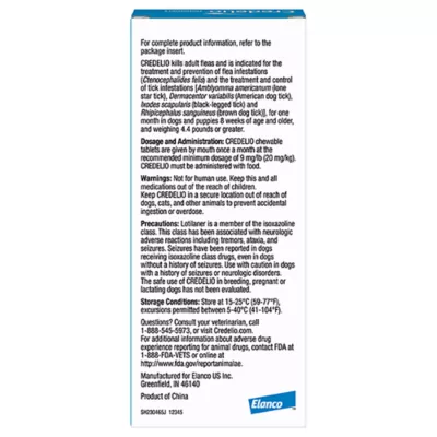 Product Credelio Flea & Tick Chewable Tablets for Dogs & Puppies 50.1-100 lbs (900 mg) Blue