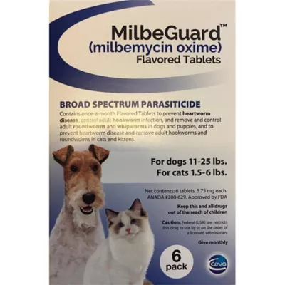 Product MilbeGuard Flavored Tablets for Dogs and Cats, 6 Month Supply Dogs 11-25 lbs / Cats 1.5-6 lbs Blue