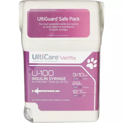 Product UltiGuard U-100 Insulin Syringes 29g - Sharps Box of 100 Needle 1/2 inch