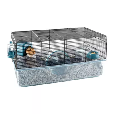 Product Full Cheeks™ Hamster Habitat - Includes Cage, Wheel, Hideaway, Bottle, Bowl, Ramp, & Shelf