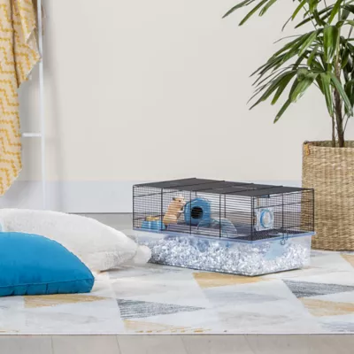 Product Full Cheeks™ Hamster Habitat - Includes Cage, Wheel, Hideaway, Bottle, Bowl, Ramp, & Shelf