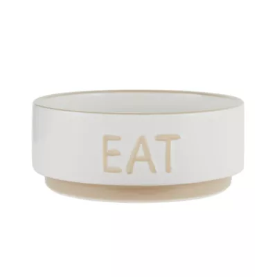 Product Top Paw® "Eat" White Embossed Ceramic Dog Bowl