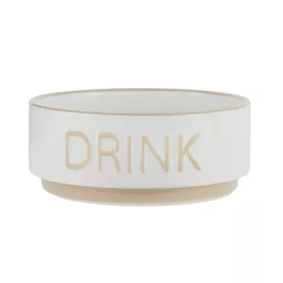 Product Top Paw® "Drink" White Embossed Ceramic Dog Bowl